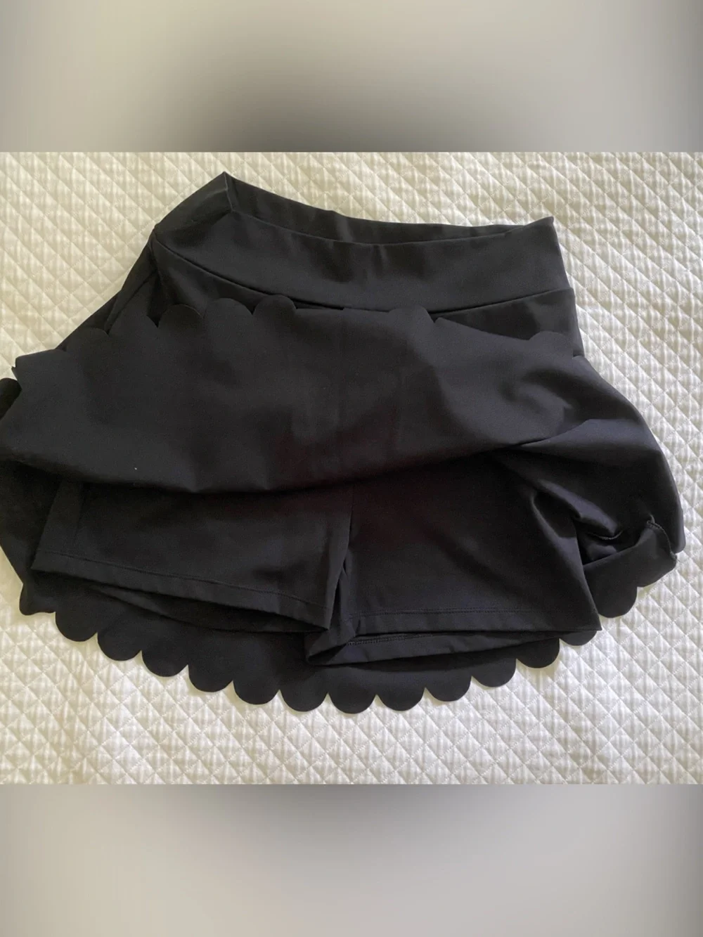 Black 15” Scalloped Hem Athletic Skort